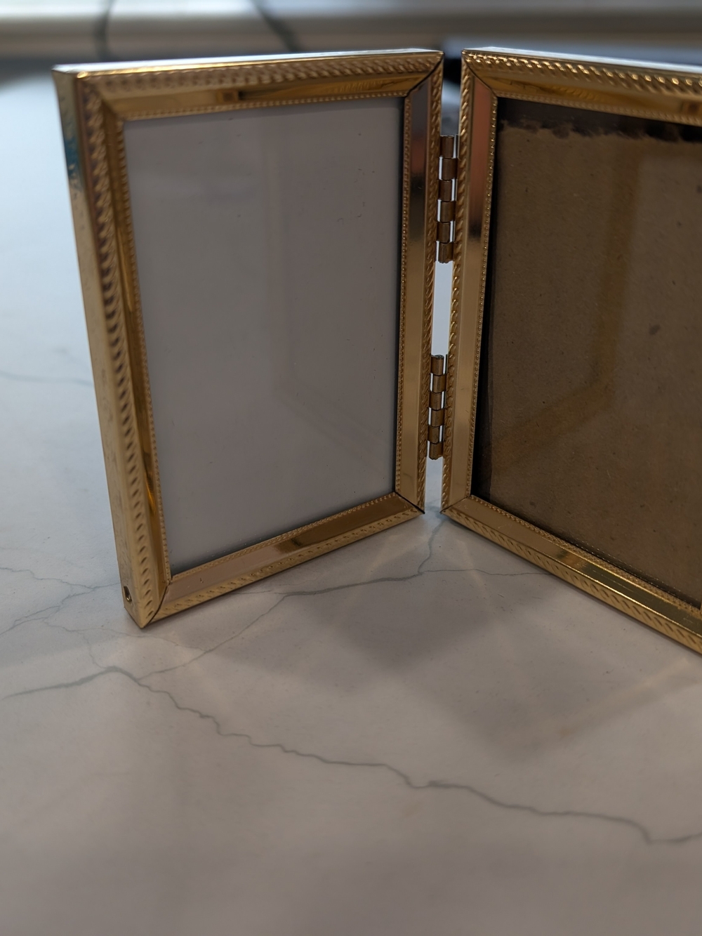 Vintage Brass Gold Double Hinged Photo Frame - Home Wall Decor